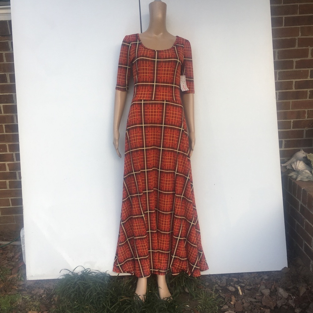 NEW! Lularoe Ana small dress red Plaid like maxi